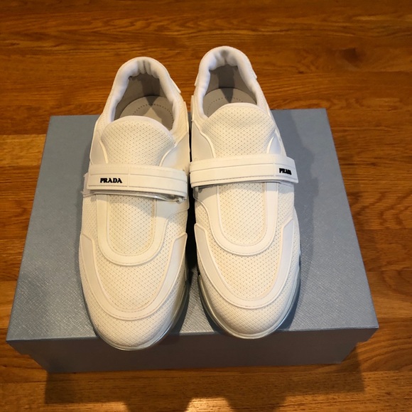 Prada White Tonal Sock Cloudbust Sneakers - Picture 6 of 9